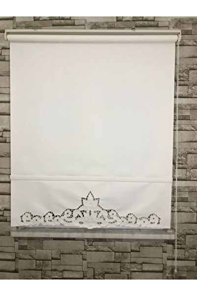 Dönmez Perde Delik Işi Nakış Işlemeli Stor Perde (MORGÜL MODEL- KREM RENK)