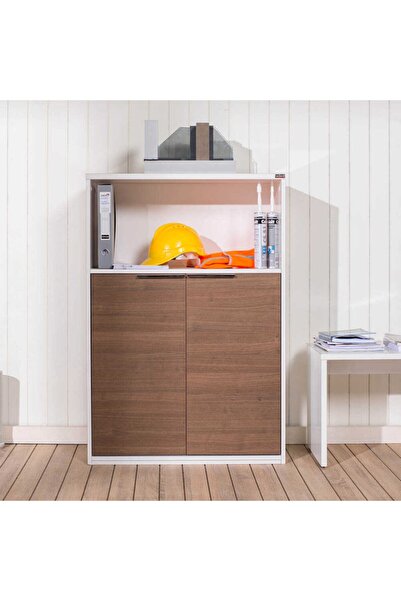 Adore Mobilya New York 3 Raflı Kapaklı Kitaplık - Noce-lake Beyaz