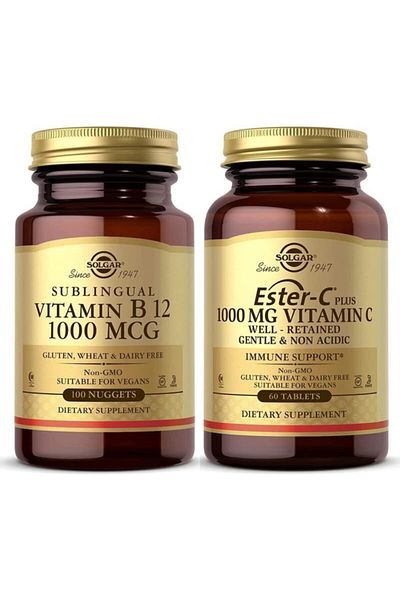 Solgar Vitamin B12 1000 Mcg 100 Capsule + Ester-c Plus 1000 mg 60 Tablets