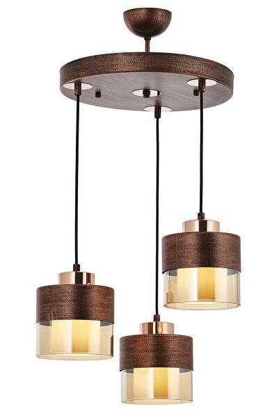 Avonni Av-60193-3t-cpr Bakır Patina Boyalı Modern Avize E27 Metal Cam 40cm
