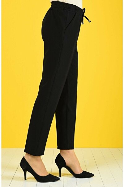 Genel Markalar Kadın Siyah Lastikli Havuç Pantolon