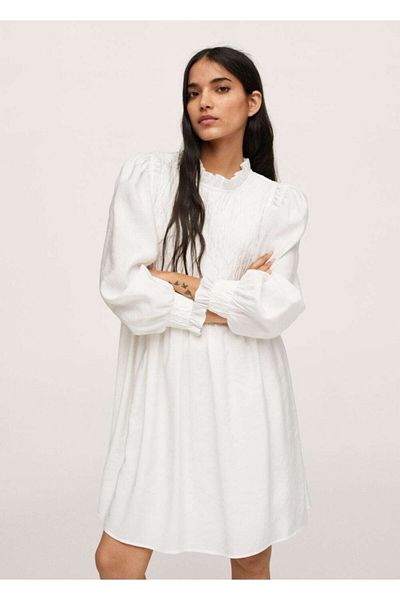 MANGO Woman Women's Ecru Woven Modal Dress