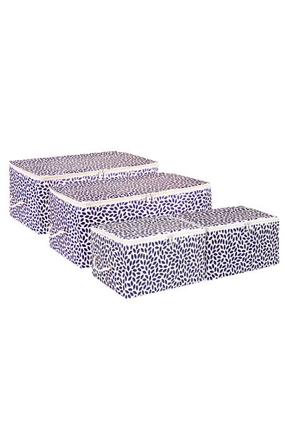 REKHOME 4 Pack Navy Blue Leaf Printed Bed Base Sweater Pique Blanket Clothes Clothing Scraps