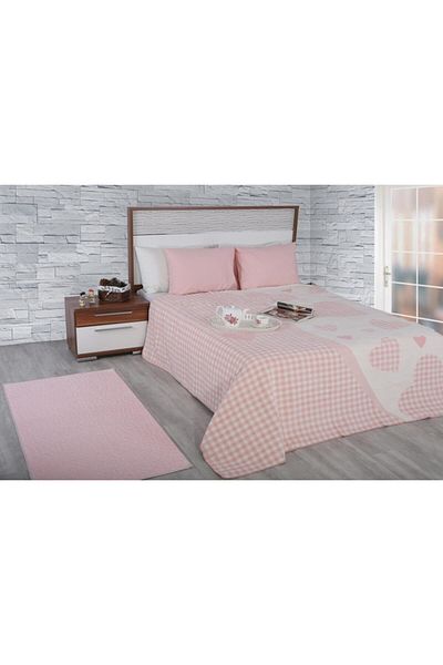 Dinarsu Cotton 200X220 Bella Pink Blanket Double Sided