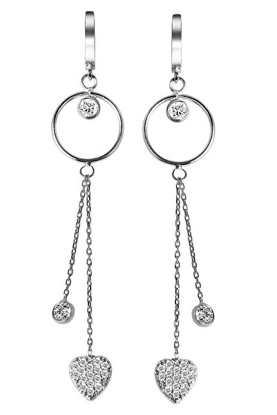 Argentum Concept 925 Ayar Gümüş Kalp Figürlü Sallantılı Küpe - K058801