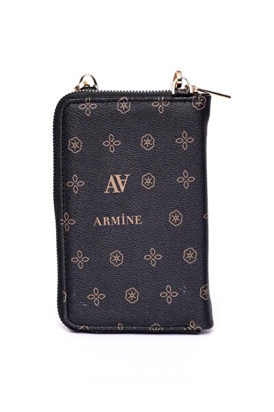 Armine Women's Mini Hand Shoulder Strap Bag 265 Black Printed