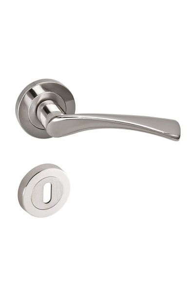ARON Brawo Mali Badge Nickel Satin Door Handle 3 in 1 Flat Set (7 SETS) 5 Rooms - 2 Wc