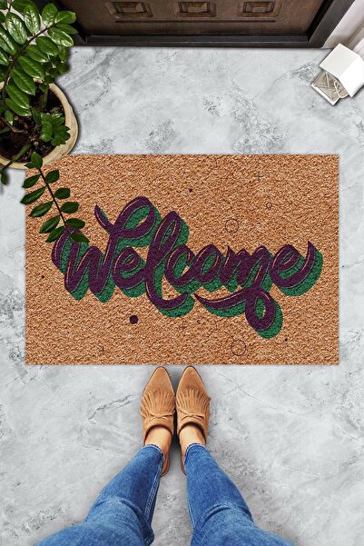 Evsebu Welcome Kuyu Blue-green Decorative Door Mat