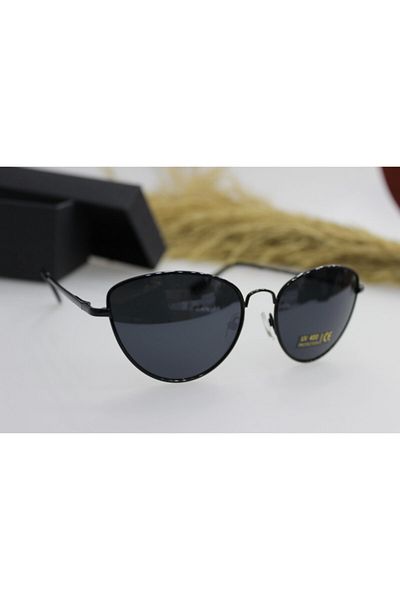 ModaLand Women's Black Glass Black Metal Framed Cat Eye Sunglasses