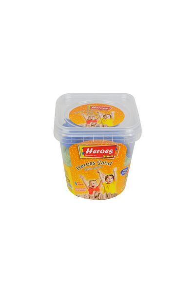 HEROES رمل اللعب الحركي الأخضر الملون 500 جرام مع دلو 6 قوالب رمل حركية