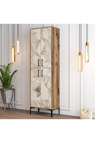 Variant Mobilya Berlin A Ayakkabılık - Ceviz / Beyaz Mermer