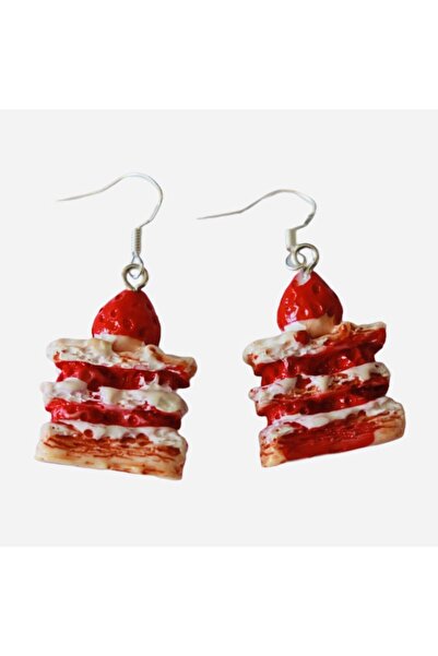 Lezzetli Takılar Dices Çilekli Pasta Küpe