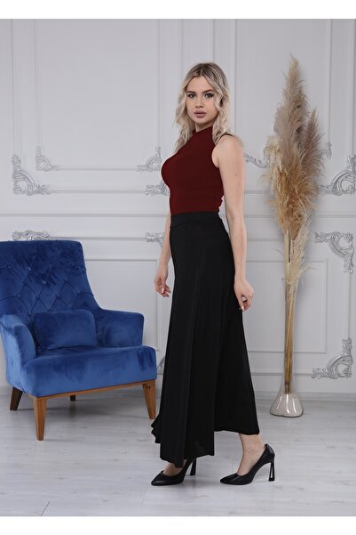 Gül Moda Black Long Skirt with Elastic Waist G029-5s