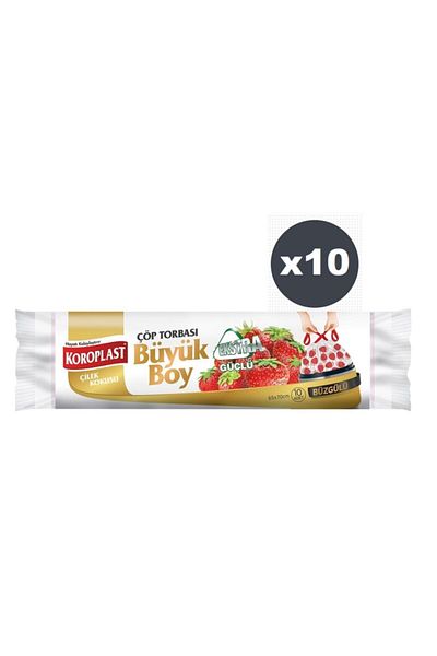 Koroplast Extra Strong Strawberry Drawstring Large Size 10 Pieces Garbage Bags x 10 Packs