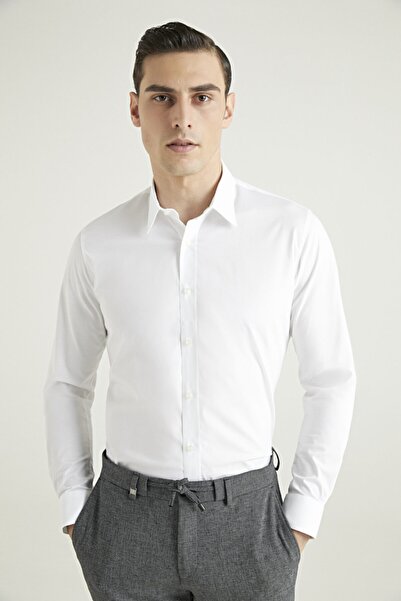 Tween Slim Fit Beyaz Düz Nano Care Gömlek