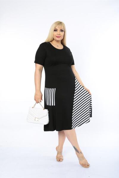 Mezura Καλοκαιρινό χτενισμένο βαμβακερό φόρεμα με μονή τσέπη μέχρι το γόνατο με λεπτομέρεια σταυρού