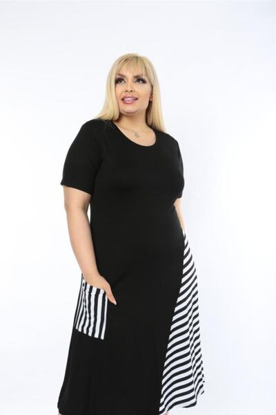 Mezura Καλοκαιρινό χτενισμένο βαμβακερό φόρεμα με μονή τσέπη μέχρι το γόνατο με λεπτομέρεια σταυρού