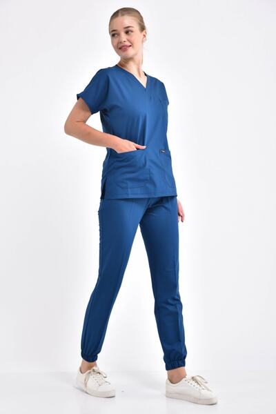 Owlet Medikal Costum din Lycra Albastru Petrol cu ​​picioare elastice - Uniforma de asistenta