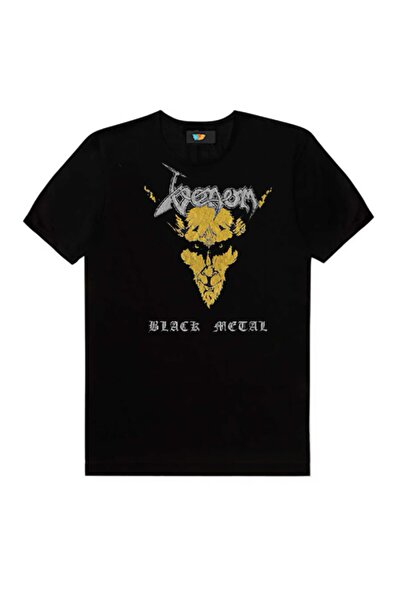 Generic Brand Tricou negru pentru bărbați Venom Black Metal Model6634