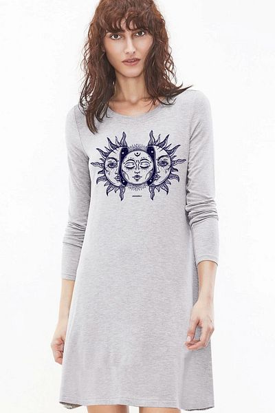ROCKANDROLL Γυναικείο Snow Melange Moon Sun μακρυμάνικο χτενισμένο βαμβακερό μπλουζάκι Ρούχα