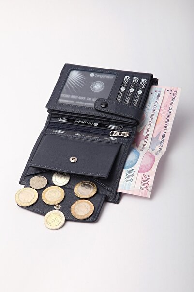 CENGİZ PAKEL Genuine Leather Men's Wallet Navy Blue-13689t