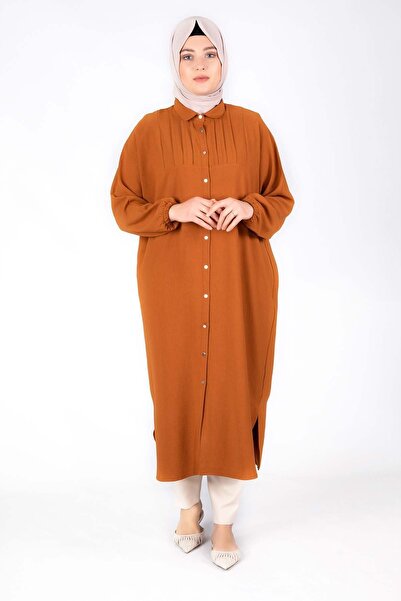 behrem Büyük Beden Tesettür Kap Tütün 23009