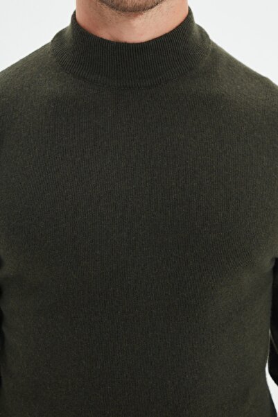 Trendyol Collection Трикотажний светр хакі Slim Fit Yunlu напівводолазка TMNAW21KZ1595