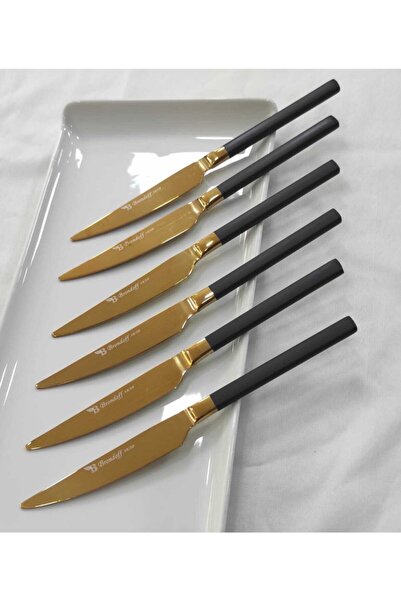 BRONDOFF Stayle Siyah Gold Titanyum 6 Adet Tatlı Bıçak