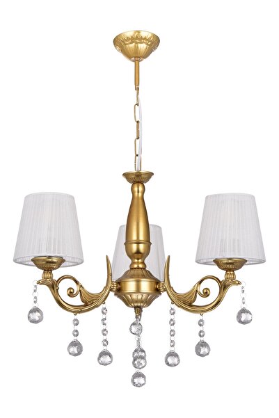 Genel Markalar Pırıltı 3 Lü Avize Gold (beyaz Şapkalı)