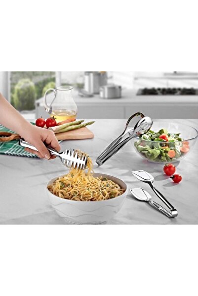 SEYRAN Set of 3 Serving Tongs Salad Pasta Pastry Pastry Tongs 304 Stainless Steel