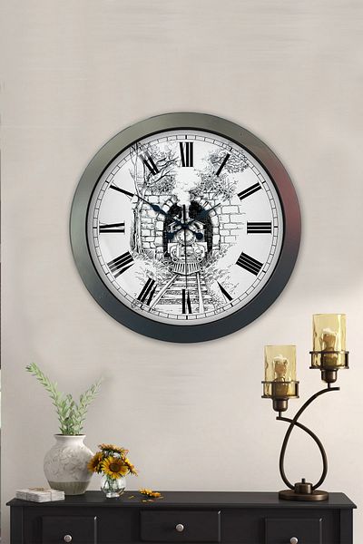Kasva Concept Gift 36 cm Black Metal Train Wall Clock