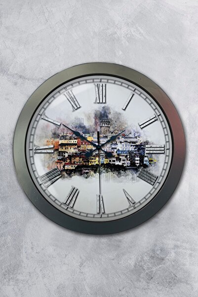 Platin Saat هدية ساعة حائط اسطنبول معدن كروم مقاس 36 سم