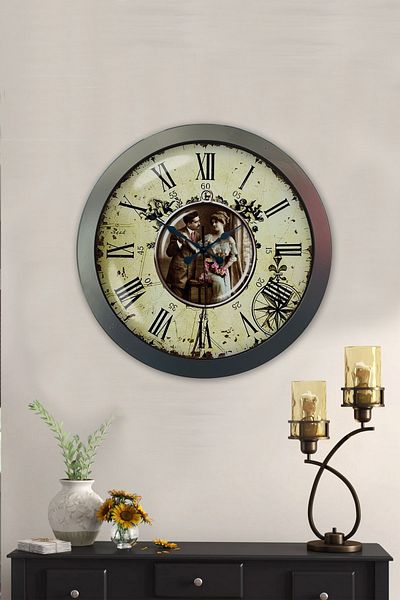 Kasva Concept Gift 36 cm Chrome Metal Nostalgia Wall Clock