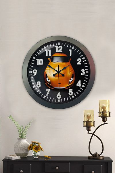 Kasva Concept Gift 36 cm Chrome Metal Auto Gallery Wall Clock