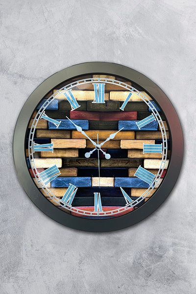 Kasva Concept Gift 36 cm Chrome Metal Wood Wall Clock