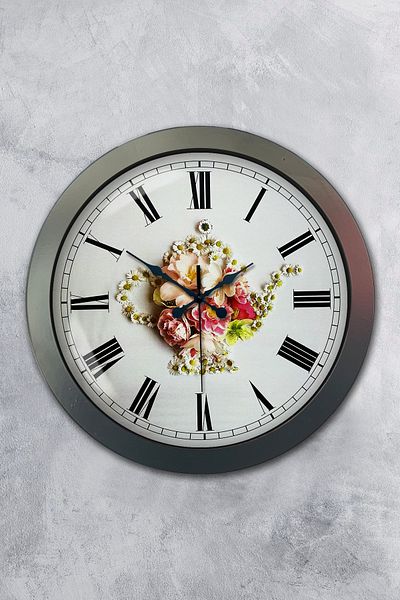 Kasva Concept Gift 36 cm Black Metal Daisy Wall Clock