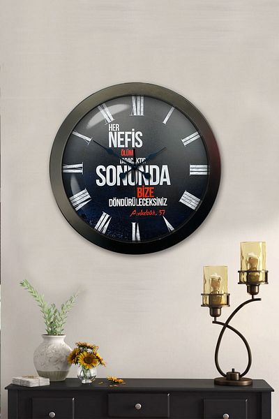 Kasva Concept Gift 36 cm Black Metal Promise Wall Clock