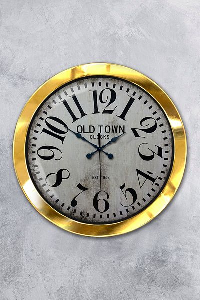 Kasva Concept Gift 36 cm Gold Metal Old Town Wall Clock