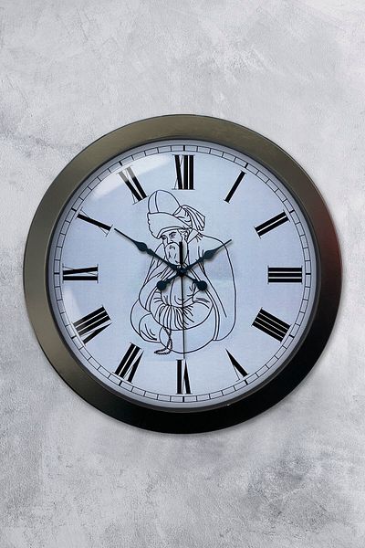 Kasva Concept Gift 36 cm Black Metal Mevlana Wall Clock