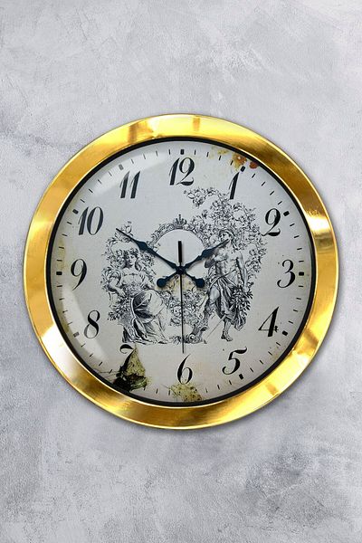 Kasva Concept Gift 36 cm Gold Metal Date Wall Clock