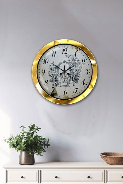 Kasva Concept Gift 36 cm Gold Metal Date Wall Clock