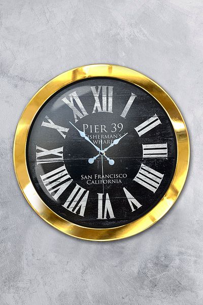 Kasva Concept Gift 36 cm Gold Metal San Francisco Wall Clock