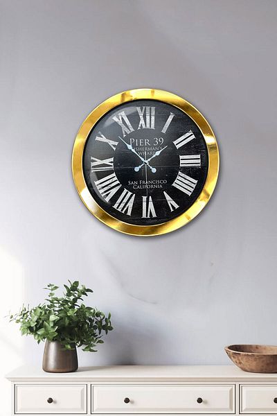 Kasva Concept Gift 36 cm Gold Metal San Francisco Wall Clock