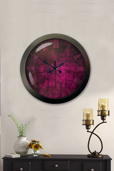 Kasva Concept Cadou 36 Cm Ceas de Perete Metal Negru Mov