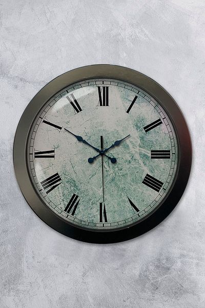 Kasva Concept Gift 36 cm Black Metal Roman Numeral Wall Clock