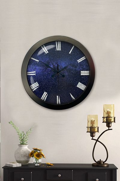 Kasva Concept Gift 36 cm Black Metal New Blue Wall Clock