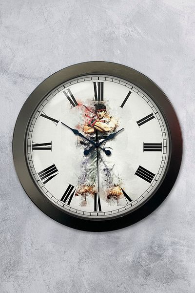Kasva Concept Gift 36 cm Black Metal Street Fighter Wall Clock
