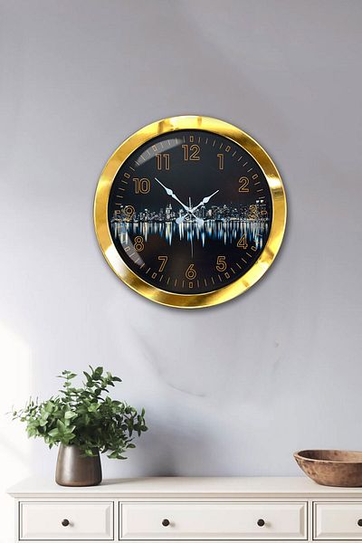 Kasva Concept Gift 36 cm Gold Metal Reflection Wall Clock