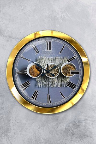 Platin Saat هدية ساعة حائط مطبخ معدنية ذهبية مقاس 36 سم