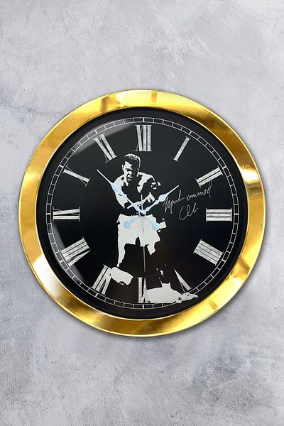 Kasva Concept 36 cm Gold Metal Muhammad Ali Wall Clock